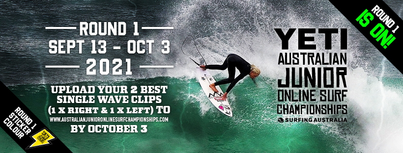 YETI AUSTRALIAN JUNIOR ONLINE SURF CHAMPIONSHIPS ROUND 1 BEGINS TOMORROW, MONDAY SEPTEMBER 13TH!